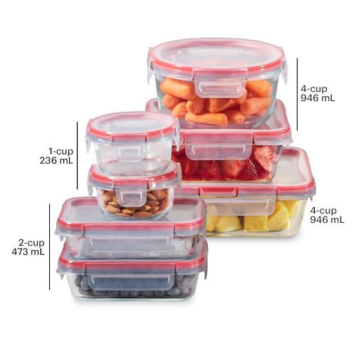Freshlock (7-Pack) Glass Food Storage Containers Set (1, 2, 4 Cup) (7 Pack)