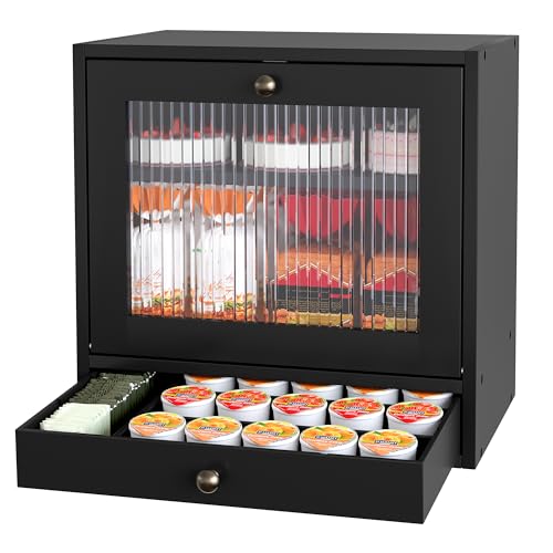 Wooden Bread Box for Kitchen Countertop (Black)