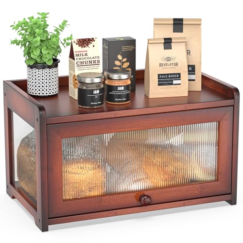 Bamboo Bread Box for Kitchen Countertop (Rustic)
