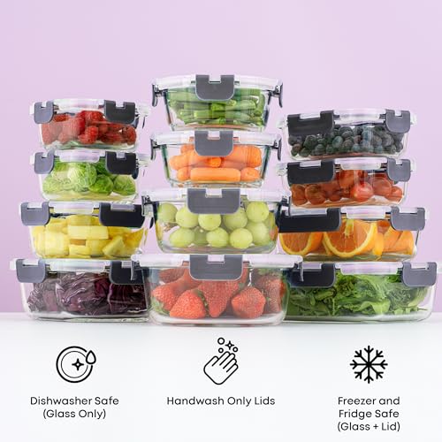 JoyFul 24pc Borosilicate Glass Storage Containers with Lids
