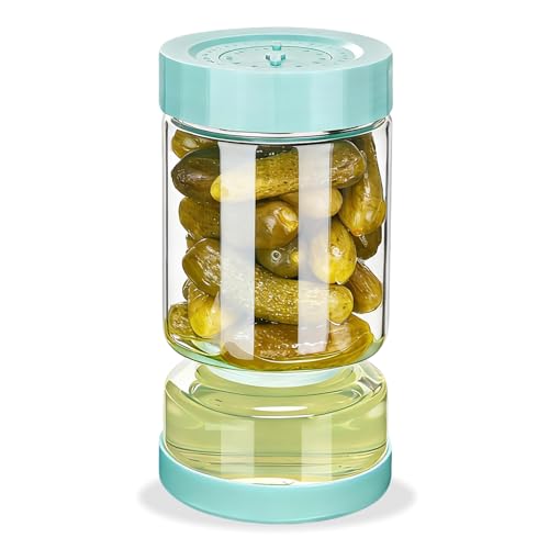 Glass Pickle Jar with Strainer Flip