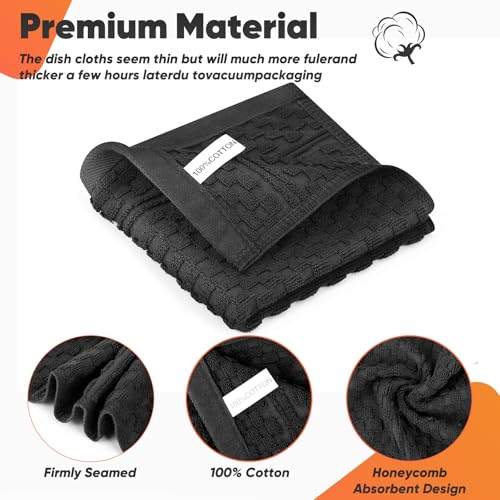 Oven Mitts Kitchen Towels and Dishcloths with Pot Holders Sets (Black)