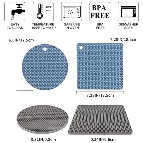Silicone Trivet Mats Microwave Mat Pot Holders for Hot Pan and Pot Pads. Heat Resistant Counter Mats for Tables
