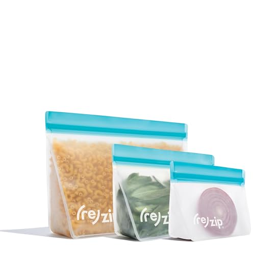 re) zip Stand-Up 3-piece and 5-piece Reusable Bag Kit | BPA-Free, Food Grade, Leakproof, Freezer and Dishwasher Safe
