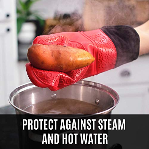 Silicone Oven Mitts and Potholders (Canyon Red / 4-Piece Oven Mitts & Trivets Set)