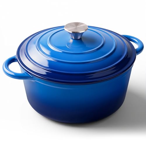6 Quart Enameled Dutch Oven Pot with Lid (6 QT / Dark Blue)