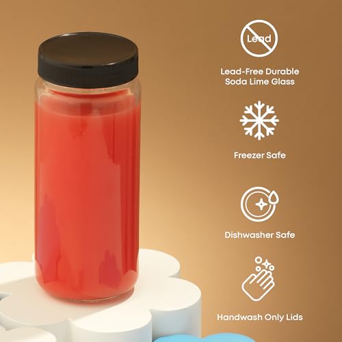 Glass Juice Bottles with Lids 16oz