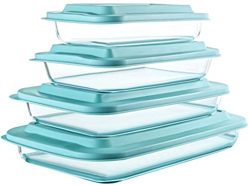 8 Piece Glass Baking Dish Set with Plastic lids
