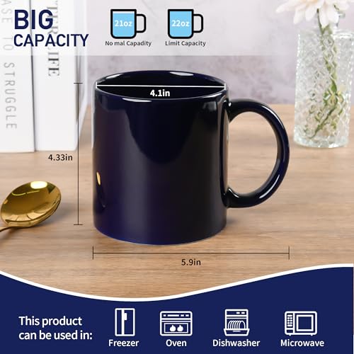 22oz Super Large Ceramic Coffee Mugs Large Handles Set of 4