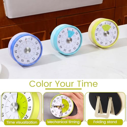 3 Pcs 60 Minute Magnetic Visual Timer Classroom Tool (Multicolor)