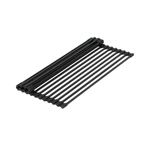 Black Steel Over Sink Roll Up Drying Rack (Black / 17" x 13")