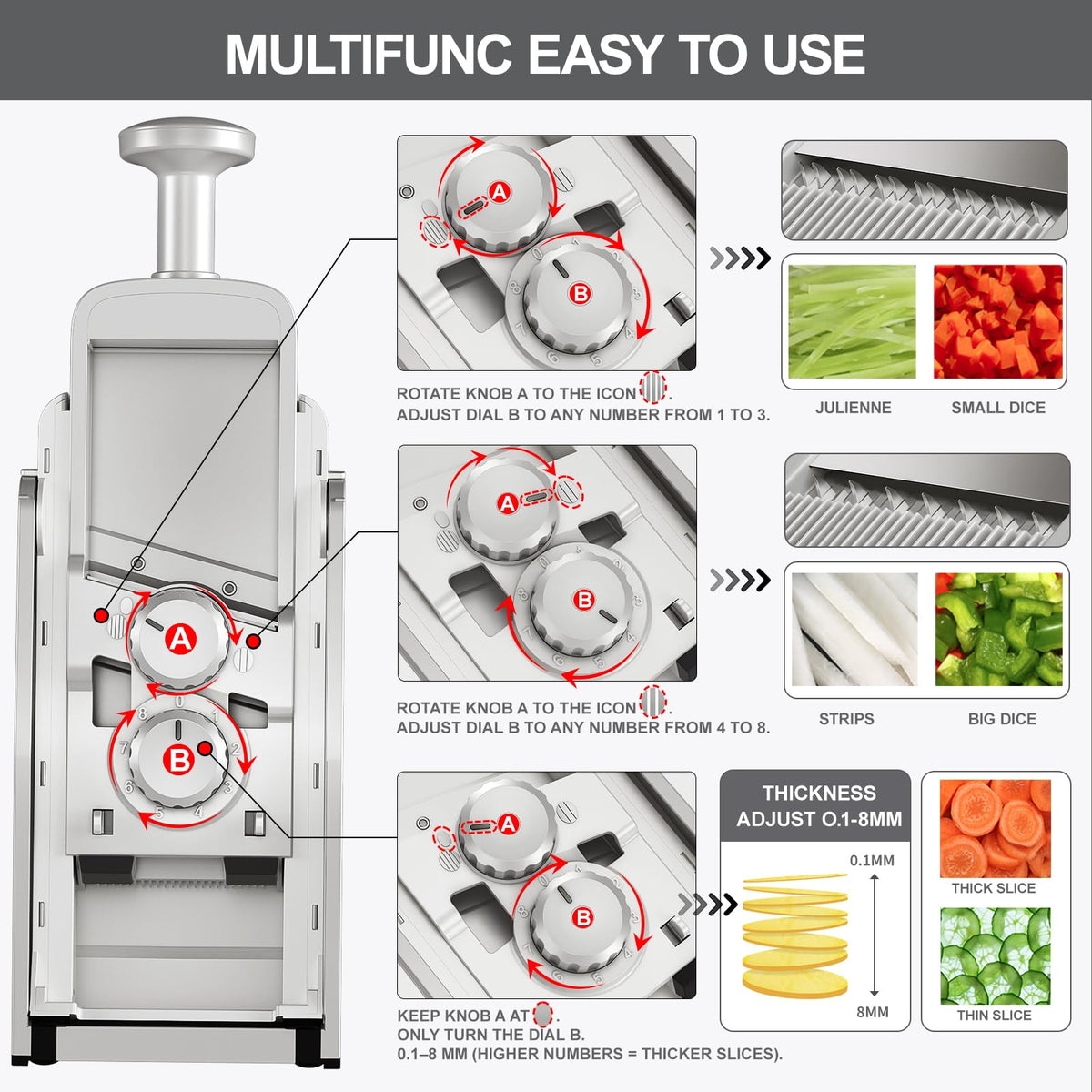 Safe Mandoline Slicer (S4 Gray)