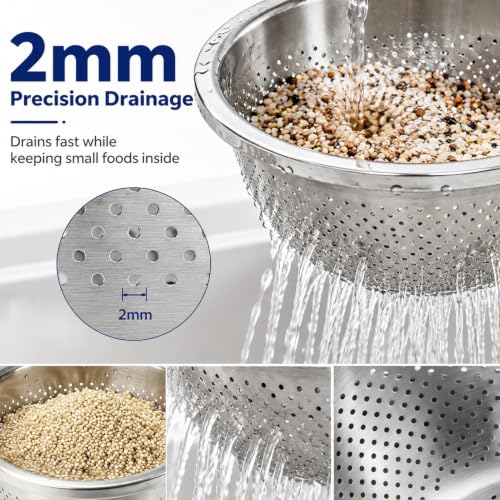 Stainless Steel Colander Set with Self