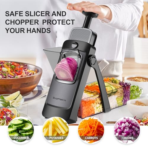 8 IN 1 Upgraded Safe Mandoline Slicer (4V Black)