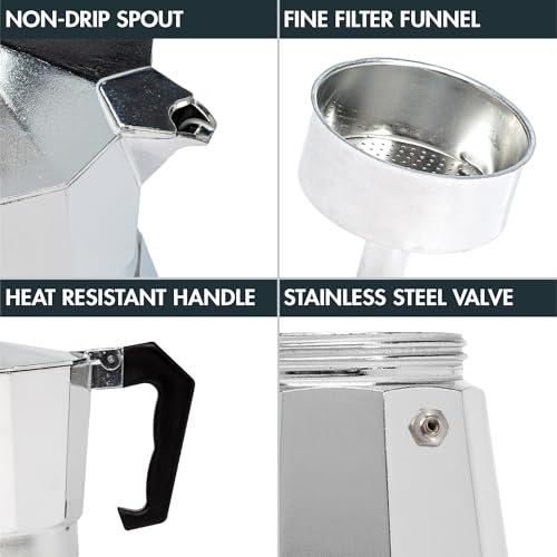 Classic Stovetop Espresso and Coffee Maker (Silver / 6 Cup)