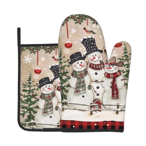Oven Mitts and Pot Holder Set of 2 Heat Resistant Gloves Hot Pads for Kitchen Grilling Baking Cooking BBQ