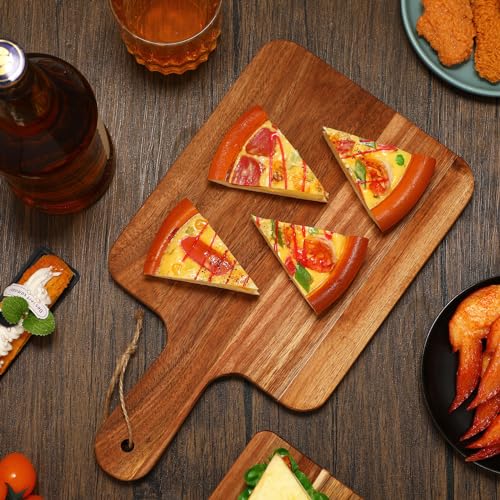 16 Pcs Acacia Wood Cutting Boards with Handle (14" x 8" / Rustic)