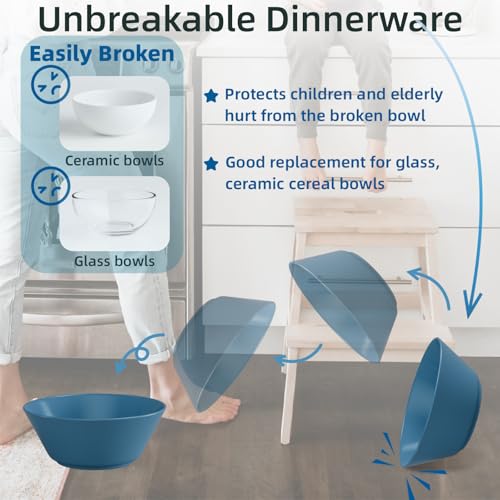 Unbreakable Large Cereal Bowls Set of 6