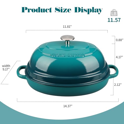 Enameled Oval Cast Iron Dutch Oven Pot with Lid (Darkcyan)