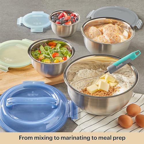 4 Pack Metal Stainless Steel Mixing Bowls with Airtight Locking Lids (4-Pack)