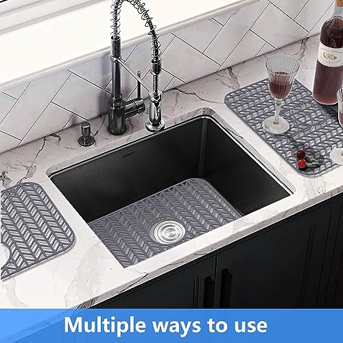 Sink Protectors for Kitchen Sink 19"x13"Silicone Kitchen Sink mat (19"x13" / Gray)