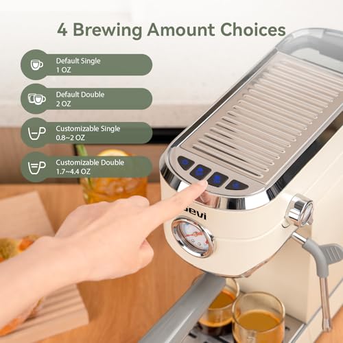 20 Bar Espresso Machine with Conical Burr Anti (Ivory Beige)