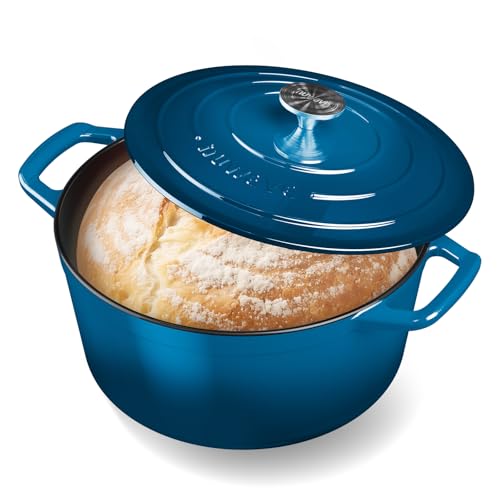 6 Qt PFAS Free Enameled Cast Iron Dutch Oven Pot with Lid (Santorini)