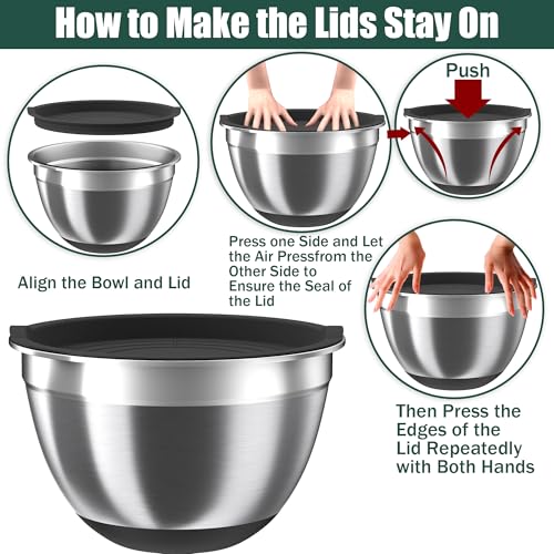 Mixing Bowls with Airtight Lids Set (Black)
