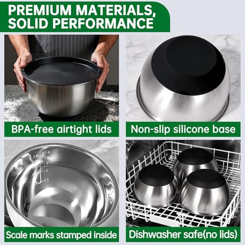 Mixing Bowls with Airtight Lids (Black)