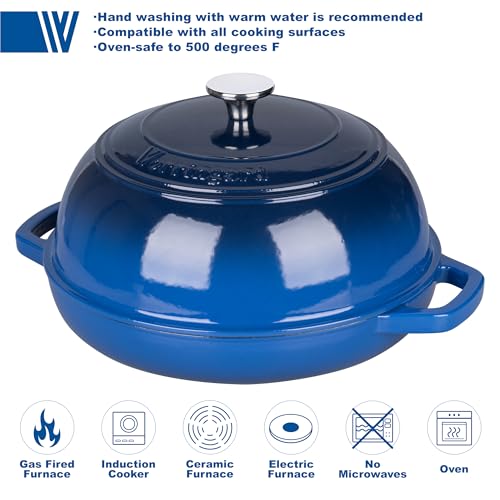 Enameled Cast Iron Dutch Oven Pot with Lid (Blue)
