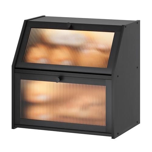 Extra Large Black Bread Box for Kitchen Counter (Black / Extra Large)