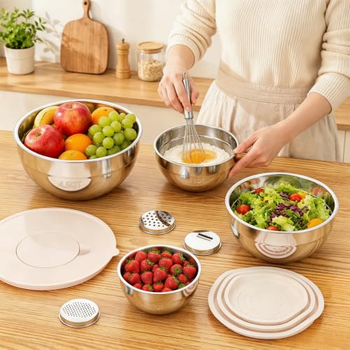 Stainless Steel Mixing Bowls with Lids Set (4 Pack)