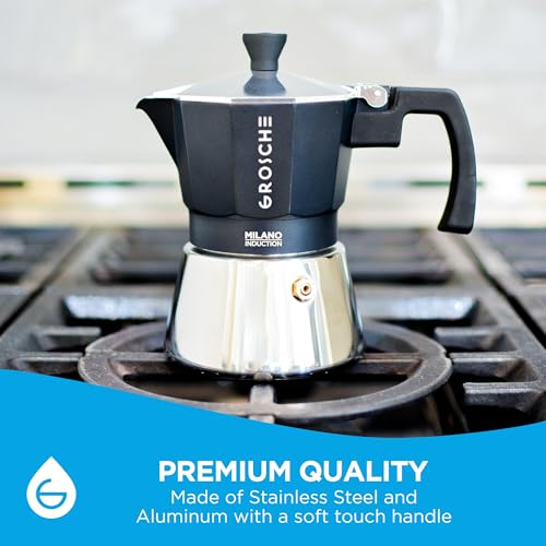 Milano Induction Stovetop Espresso Maker Moka Pot 3 Cup (3 espresso cups / Induction, Black)