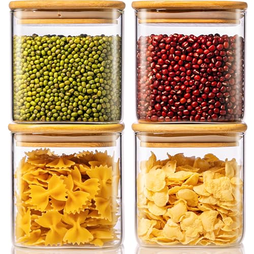Square Glass Storage Containers with Airtight Bamboo Lids