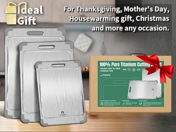 3Pcs 100% Pure Titanium Cutting Board with Grooves
