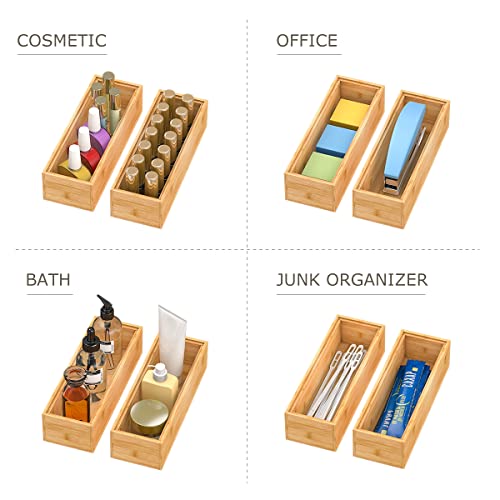 Bamboo Drawer Organizer Storage Box Kitchen