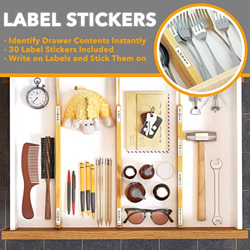 Bamboo Drawer Dividers with Inserts and Labels
