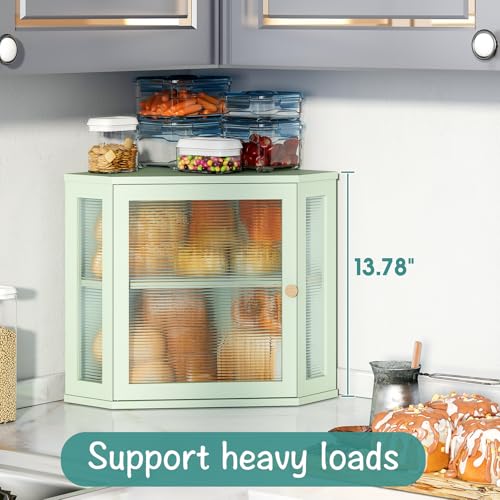 Corner Bread Box for Kitchen Countertop (Green / Extra Large)