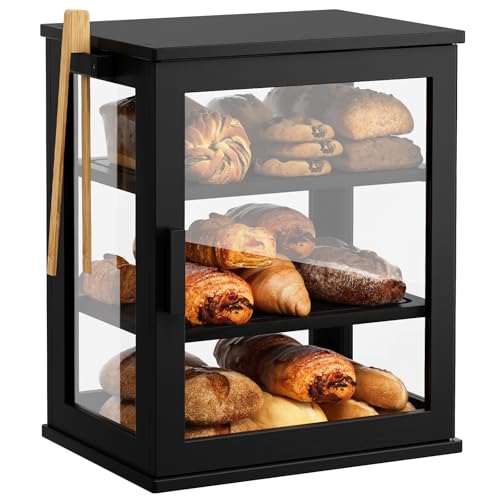 Bread Box for Kitchen Countertop (Black / Medium)