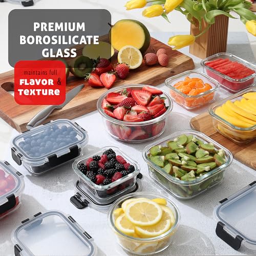 48pc Glass Storage Containers with Lids (Jet Black / 24 Pack)
