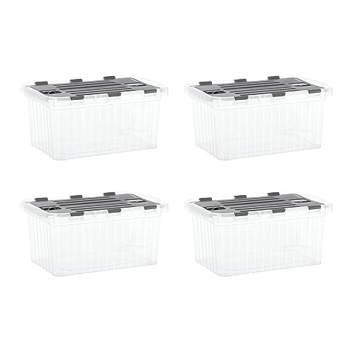 Clear Storage Boxes with Attached Lids