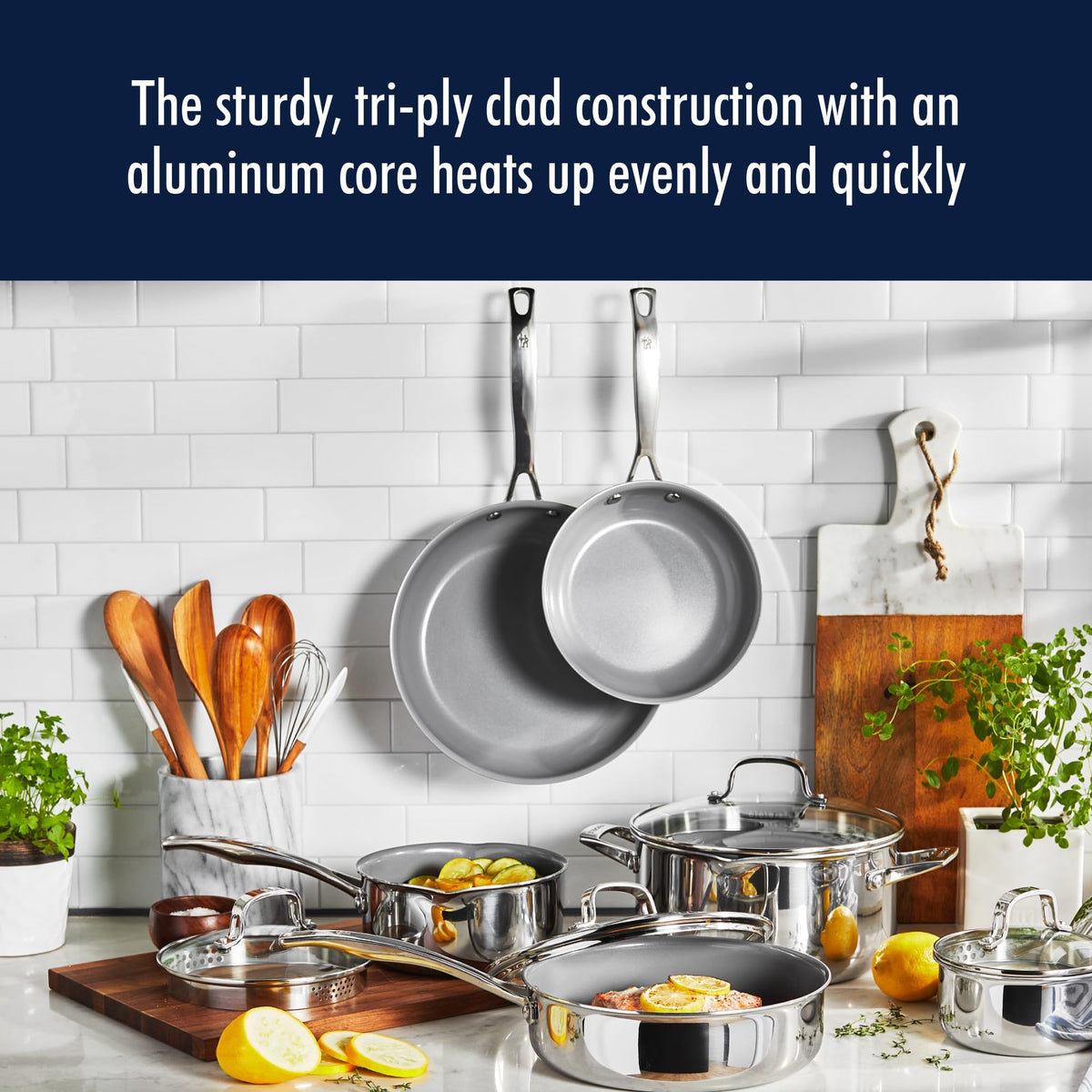 Clad H3 10 pc Induction Ceramic Nonstick Pot and Pan Set (Ceramic / 10-pc - Clad H3)