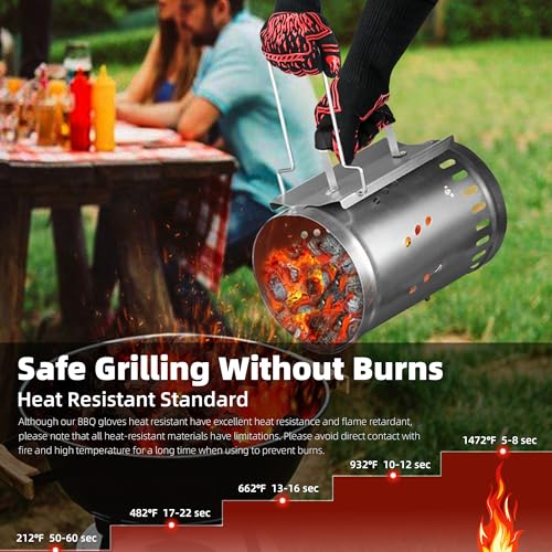 BBQ Gloves Grilling Gloves 1472°F Heat Resistant Fireproof Gloves
