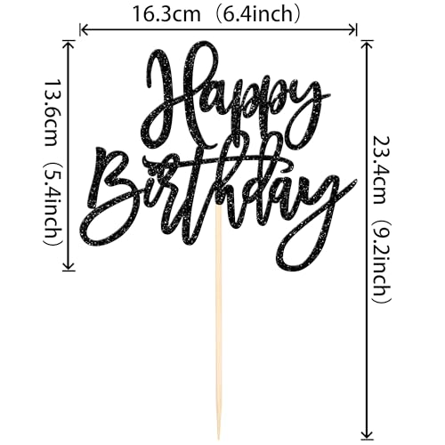 1 PCS Happy Birthday Cake Topper Glitter Happy Birthday Cake Pick for Celebrating Happy Birthday Anniversary Theme Party Cake Decorations Supplies Gold