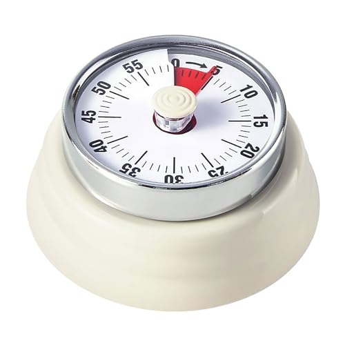Elegant Stainless Steel Vintage Kitchen Timer with Magnetic Attachment (01-beige)