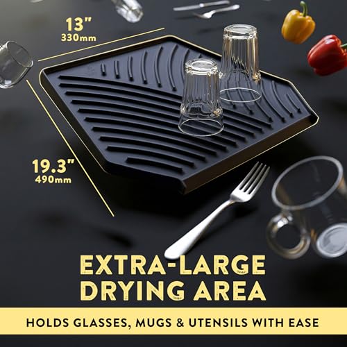Silicone Dish Drying Mat with Drain (Charcoal Grey Color)