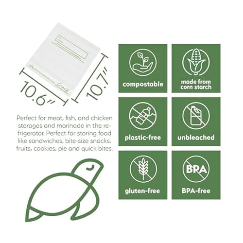100% Compostable Food Storage Bags [Snack 300 Pack] Eco
