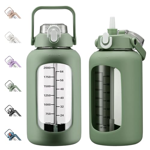 Glass Water Bottles with Straw