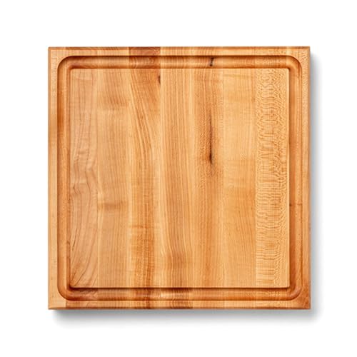 Block CB1052 1M1515175 Maple Wood Square Cutting Board with Juice Groove (Medium Brown / 15"L x 15"W)
