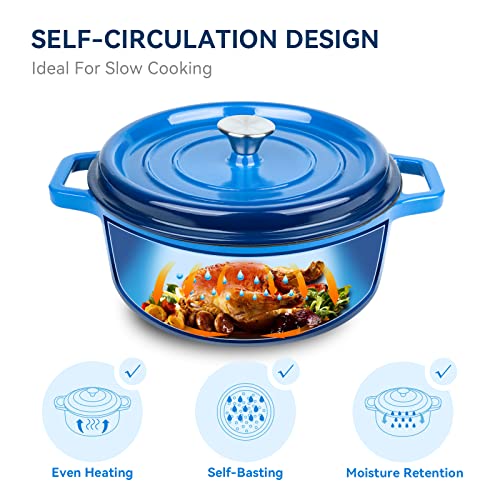 6.5 Quart Enameled Dutch Oven Pot with Lid (6.5 QT / Dark Blue)